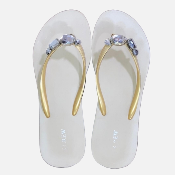 J. Crew Jeweled Flip Flops Size 7 - Picture 1 of 13